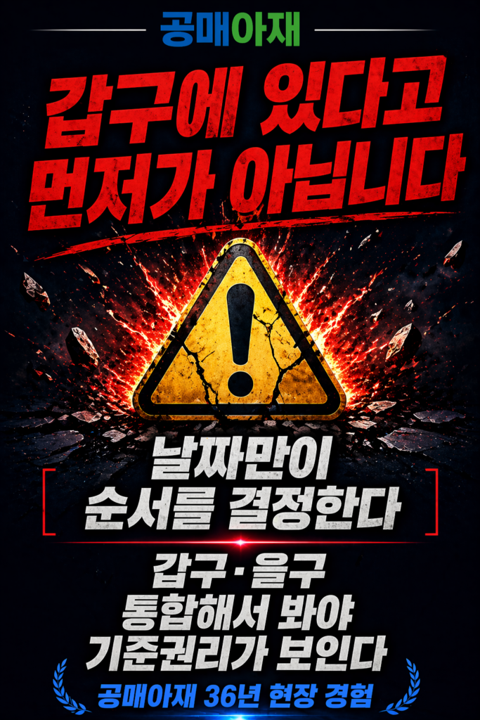 갑구 을구 통합해서 봐야 기준권리가 보인다.