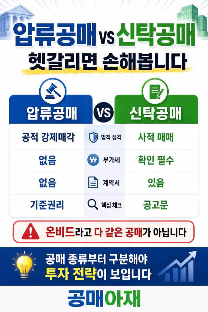 압류공매와 신탁공매의 차이를 부가세 권리분석 계약서 기준으로 비교한 공매아재 핀터레스트 이미지