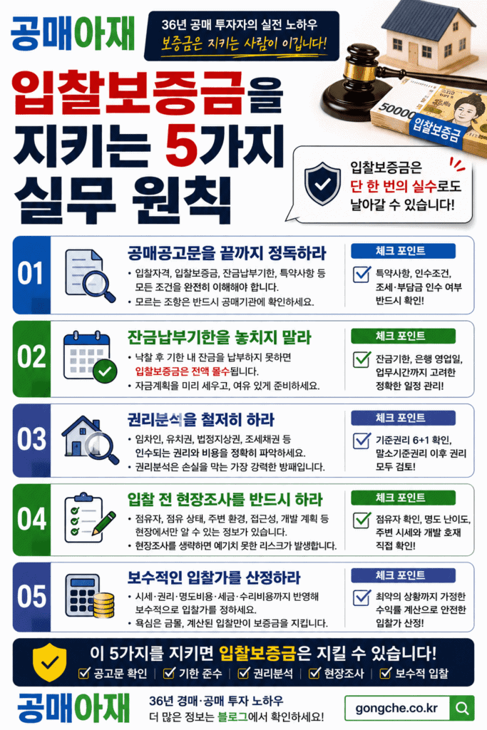 입찰보증금을 지키기 위한 자금계획 권리분석 공고문 확인 등 5가지 실무 원칙 정리