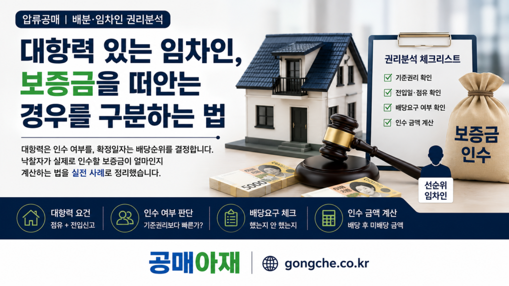 대항력 있는 임차인의 미배당 보증금을 낙찰자가 인수하는 경우와 확인 항목