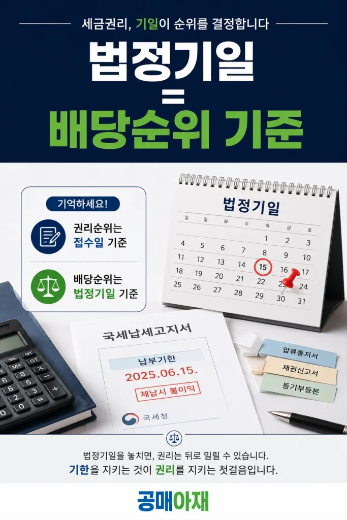 법정기일과 압류 접수일을 비교해 조세채권의 배당순위를 판단하는 방법