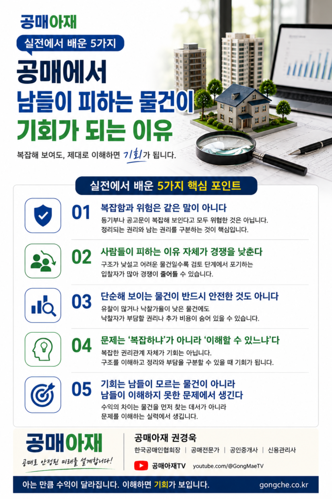 복잡한 공매 물건을 판단할 때 알아야 할 5가지 원칙과 기회의 의미
