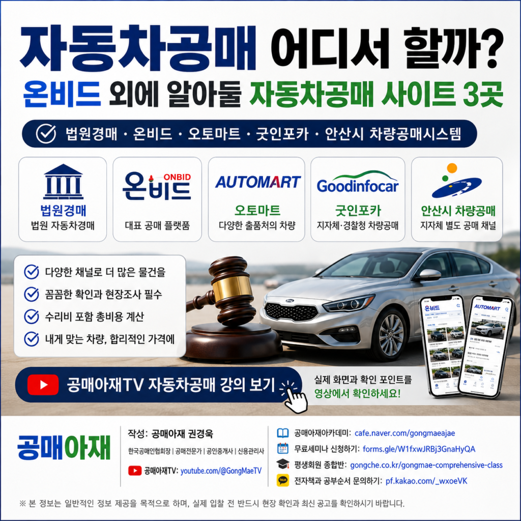 자동차공매 어디서 할까 - 온비드 외에 알아둘 자동차공매 사이트와 입찰 전 확인사항
